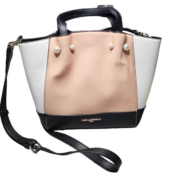 Karl Lagerfeld Color Block Shoulder Bag/Crossbody Pearl Accents - Picture 4 of 8